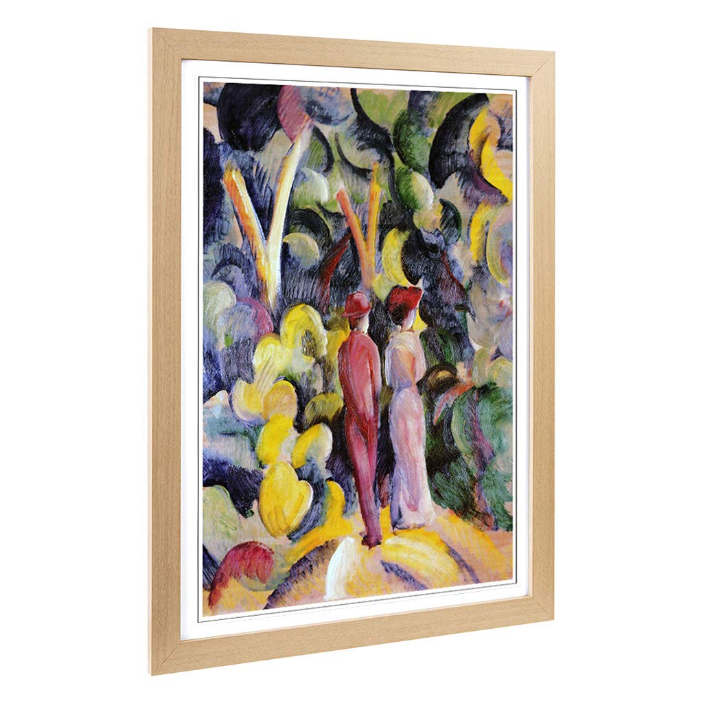 Big Box Art Framed Print of August Macke Couple in The Woods Design | Wall Art Picture | Home Decor for Kitchen, Living Room, Bedroom, Hallway, Oak, A2 / 24.5x18 Inch / 62x45cm