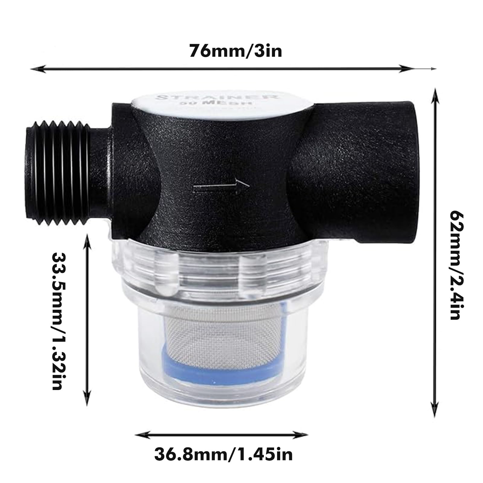 filtro universale per acqua, filtro fine in acciaio inox, serbatoio, camper, pompe giardino, impianto idraulico domestico