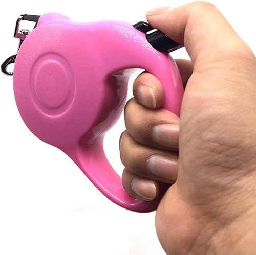 Correa retráctil para perro con cinta de nailon para razas pequeñas y medianas, duradera, sin enredos, 10 pies de largo, soporta hasta 25 libras
