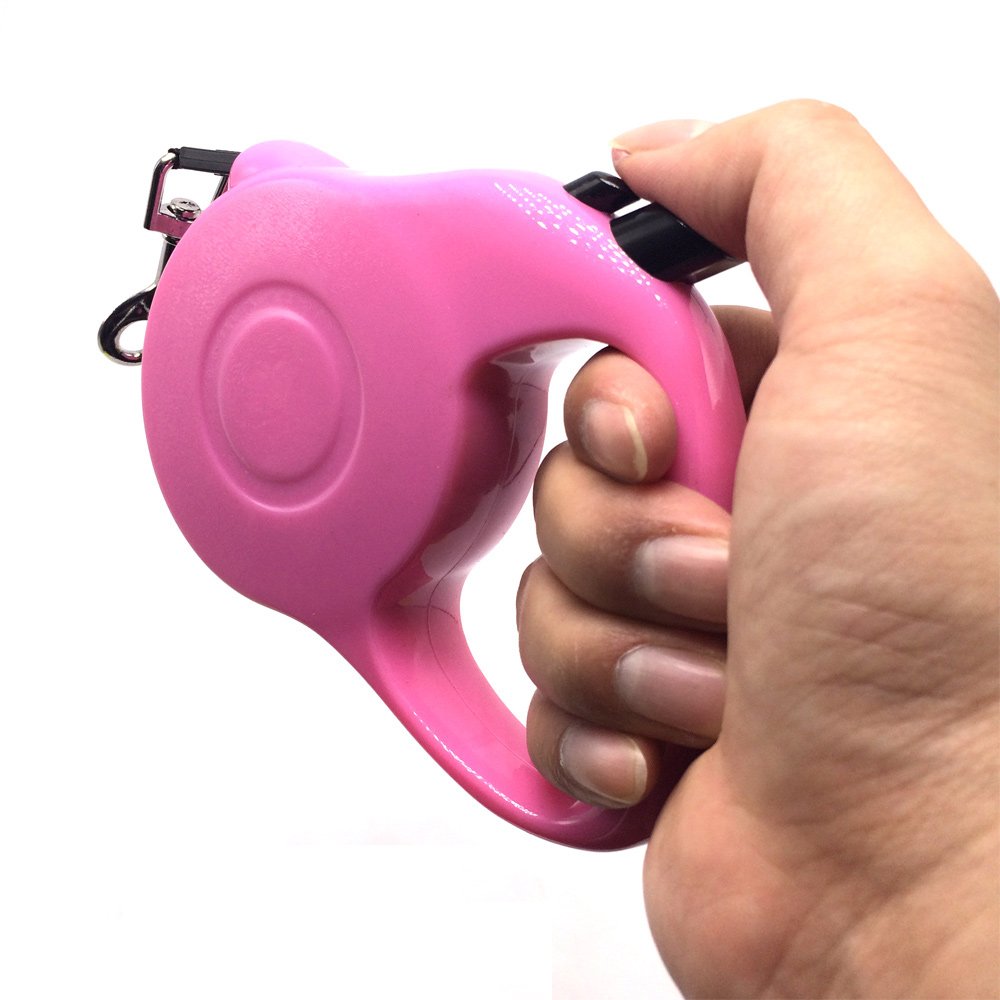 Retractable Dog Leash with Nylon Ribbon Lead for Small & Medium Breeds, Durable, No Tangle, 10-feet Long, Supports up to 25-Pound (Small, Pink)