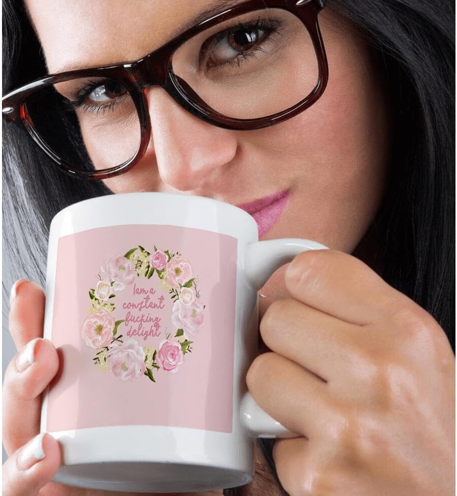 Miniatura 2 de 3dRose Pink Floral Girl Power Typography - Iam A Constant Fucking Delight - Tazas (taza_319664_1)
