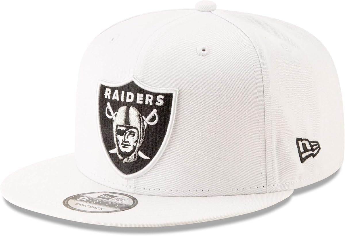 New EraNFL 9FIFTY Team Color Adjustable Snapback Hat Cap - One Size (US, Alpha, One Size, Las Vegas Raiders - White)