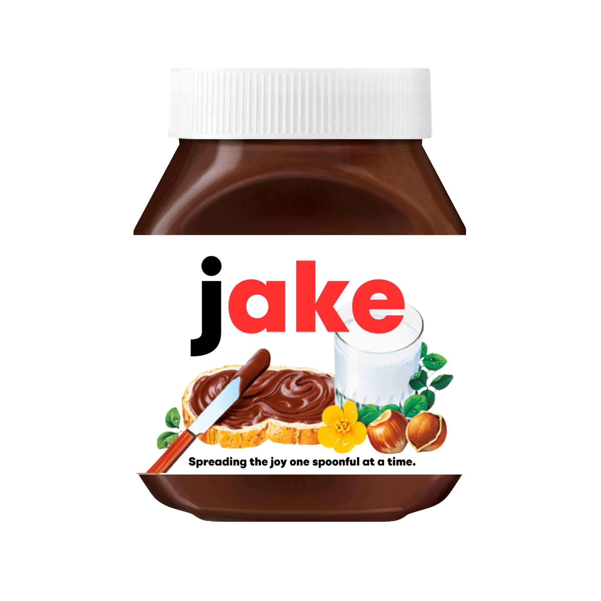 Emuworks Red, Black Premade Name Stickers Gifts: Gift Ready Custom Labels - Chocolate Spread Customised Gift, Custom Stickers For Jars, Hazelnut Cream Name Label - Christmas Gifts, Jar Not Included (Jake)