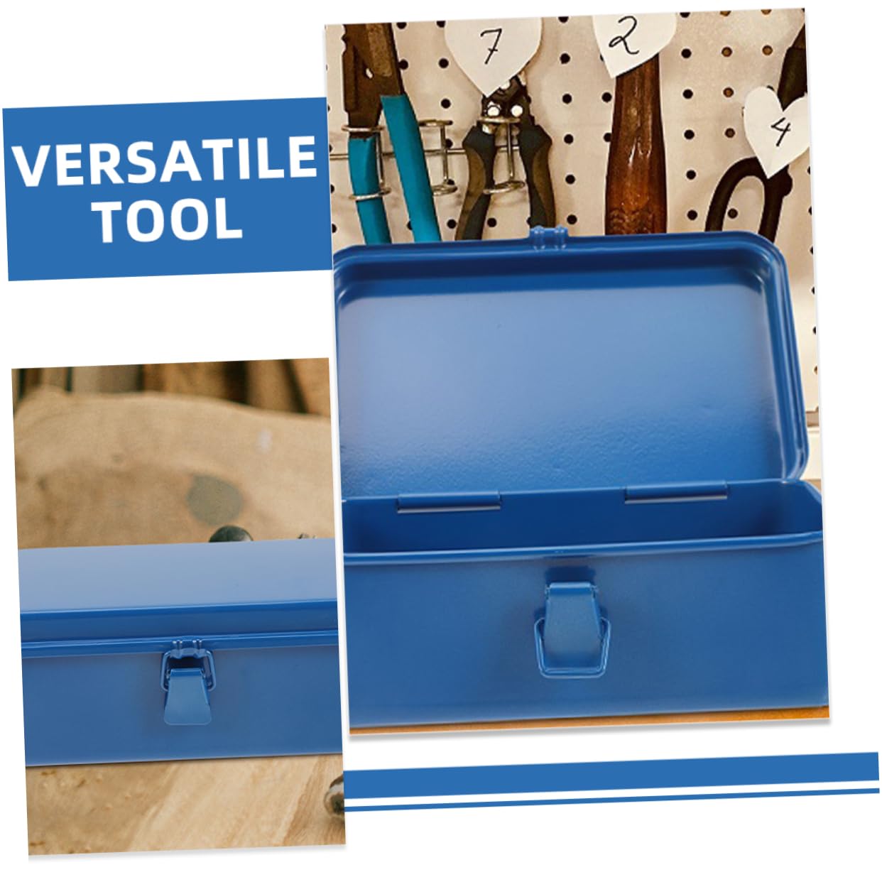 GALPADA Cassetta Affidabile Vintage Blu in Ferro e Attrezzi Stile Protezione Trasporto Facile, per Riparazioni su Strada e Cantiere