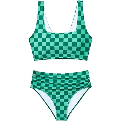 Women's Plaid Print High Waisted Bikini Sets Two Piece Swimsuit Bathing Suits