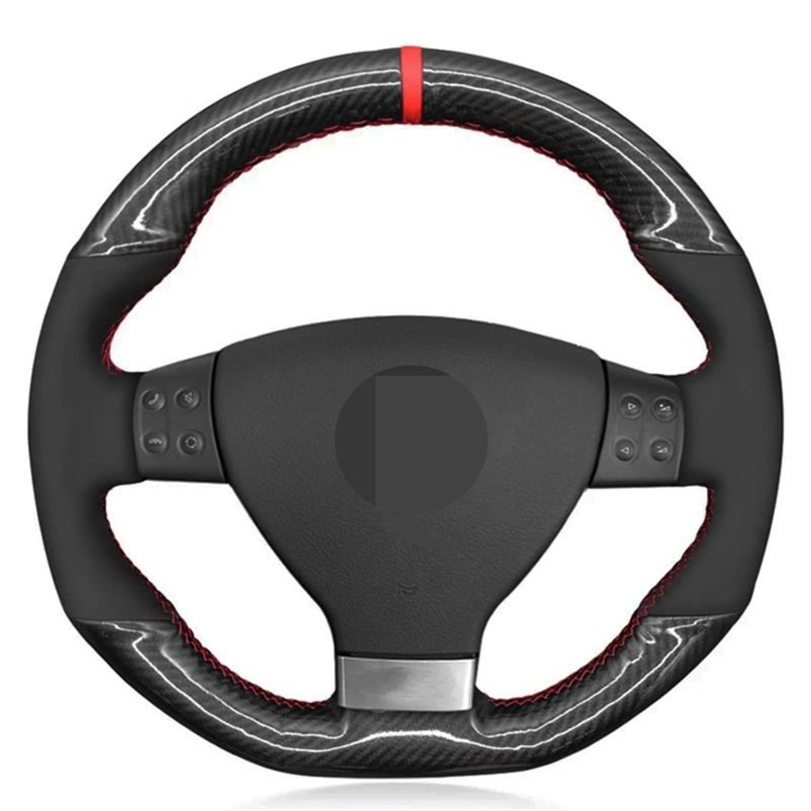 Ochraniacz na kierownicę DIY ręcznie szyty czarny zamszowy pokrowiec na kierownicę samochodu z włókna węglowego do VW do Golf 5 Mk5 GTI 5 R32 dla Passat R GT 2005 Kolor: biała nić (czarna nić)