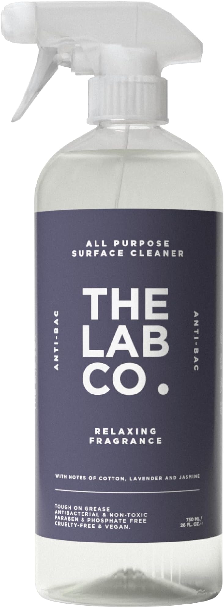 The Lab Co. Antibacterial All Purpose Cleaner 750ml Multi Surface Cleaning Spray Relaxing Fragrance Cotton Lavender and Jasmine