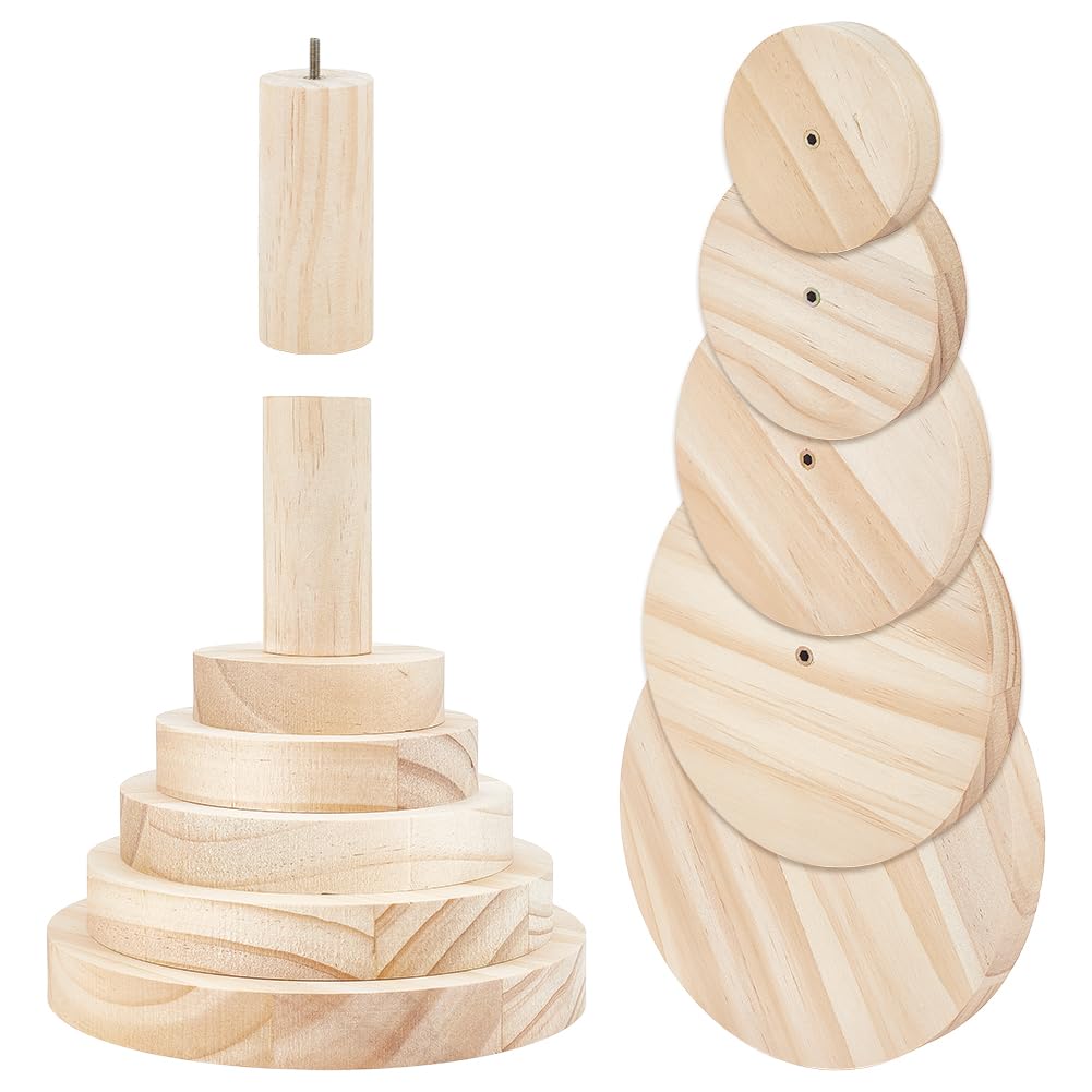 OLYCRAFT Holztöpfereizubehör mit Griff 90mm/115mm/140mm/165mm/190mm Keramik Ton Werkzeug Holz Töpfer Modellierplatten Keramik Topfformen für DIY Schalen Teller Schüssel Schlickerguss Presse