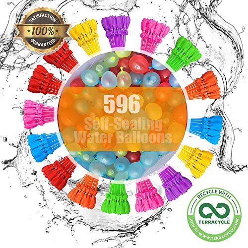 Family Made Company Water Balloons 16 Pack 596 Balloons Easy Quick Fill for Splash Fun Kids and Adults Party Pool with Self-Sealing Balloons in 60 Seconds st
