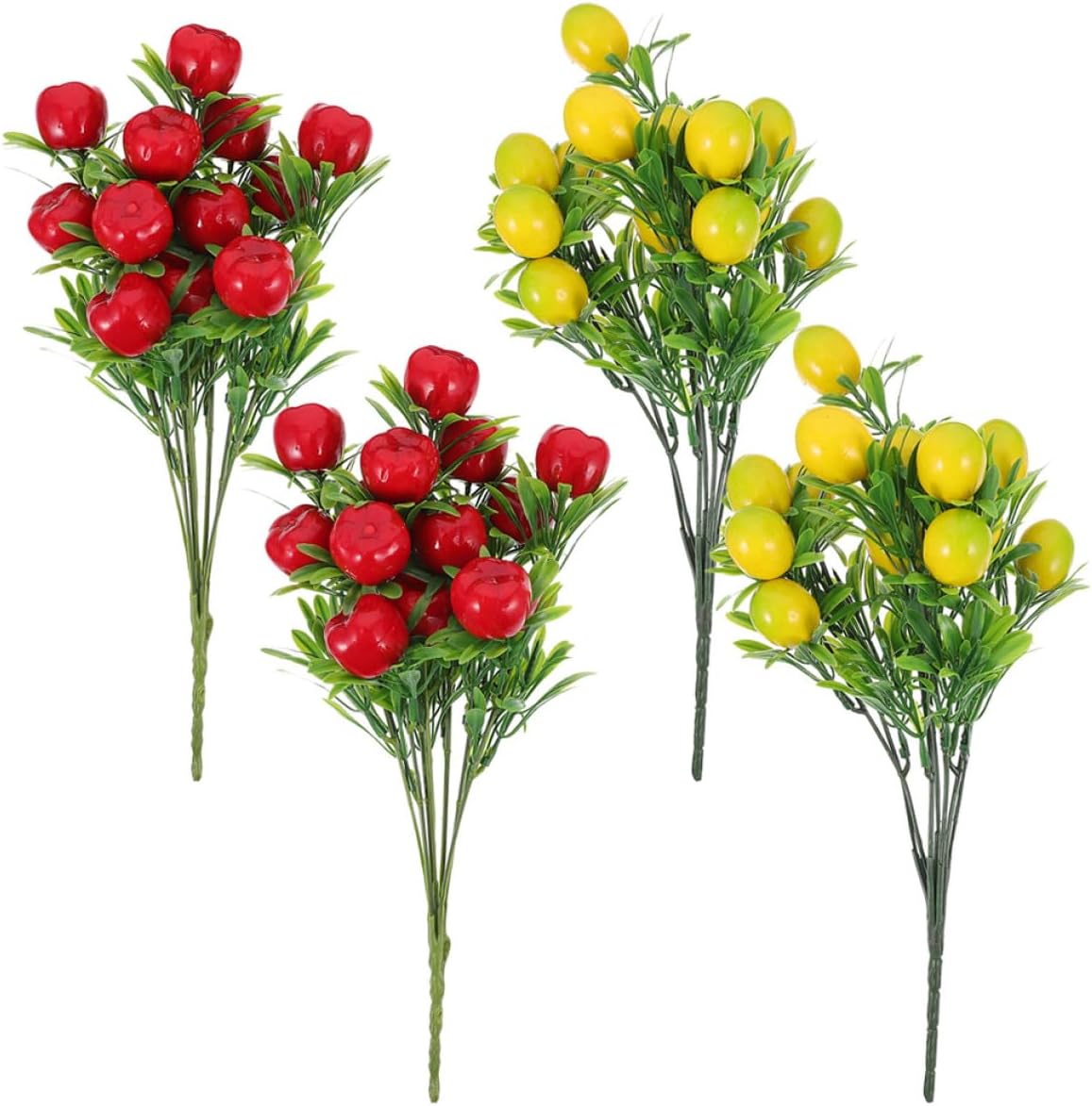 4pcs Artificial Fruit Branches Bouquet Set, Lifelike Plastic Fruit Stems for Home Décor, Vase Fillers, Kitchen and Party Decoration