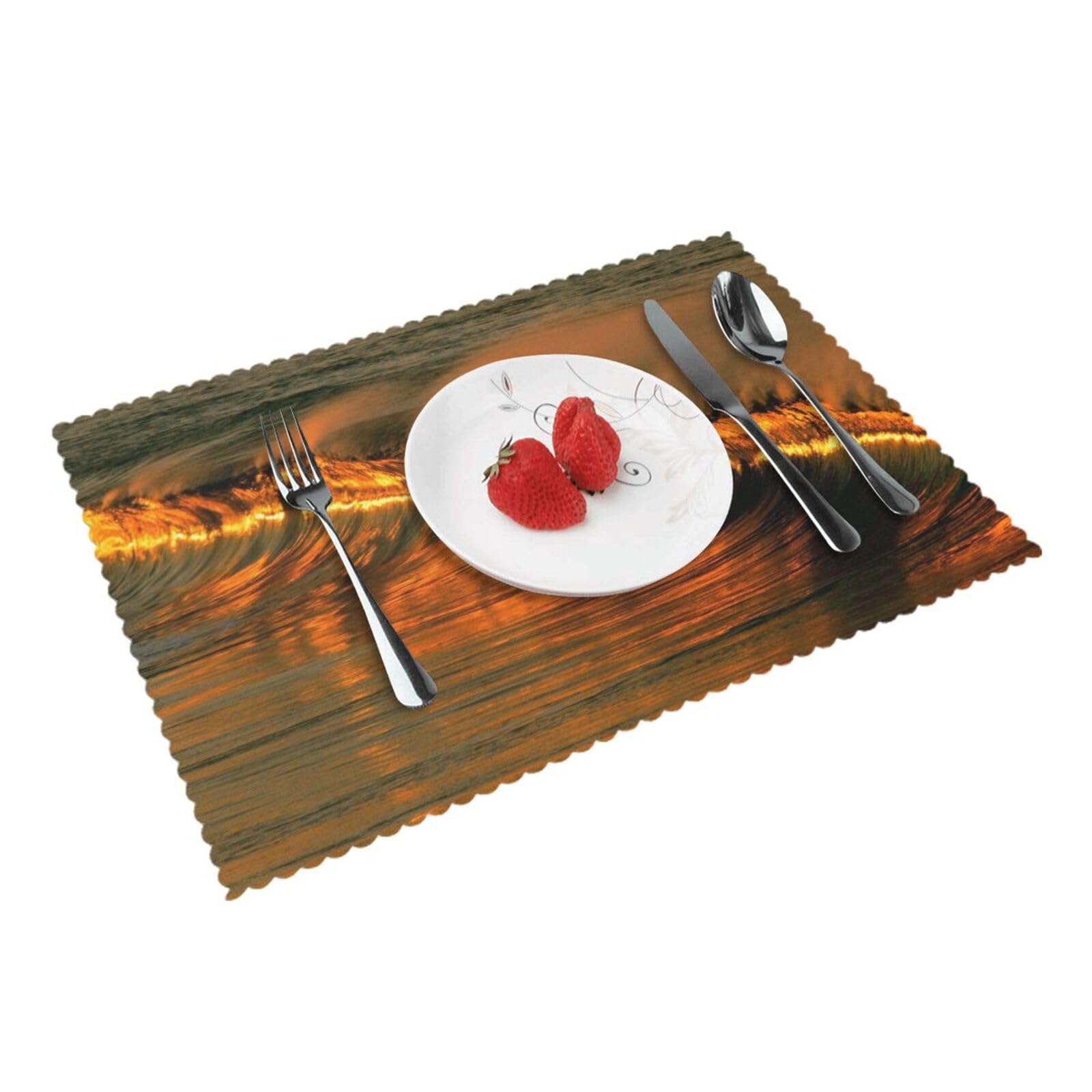 Waves at dusk Printed Placemats Set of 4 PCS Washable Placemat for Kitchen Table Heat-resistant Table Mats 45x30 CM