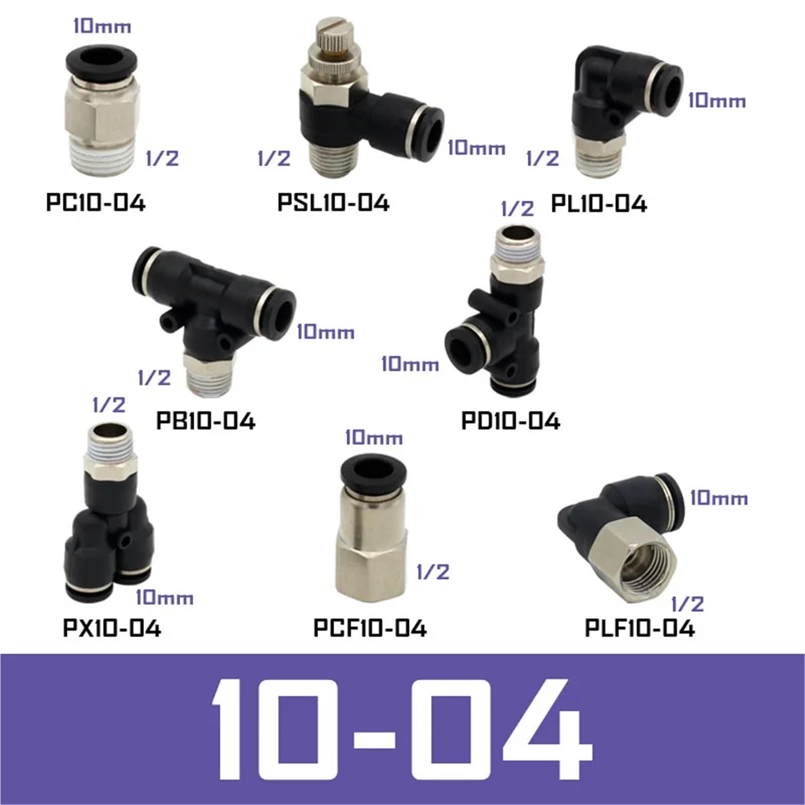 Raccordo pneumatico connettore aria PB 4 mm 6 mm 8/10 mm filettatura 1/8 1/4 3/8 1/2 raccordi per tubi (10-04)