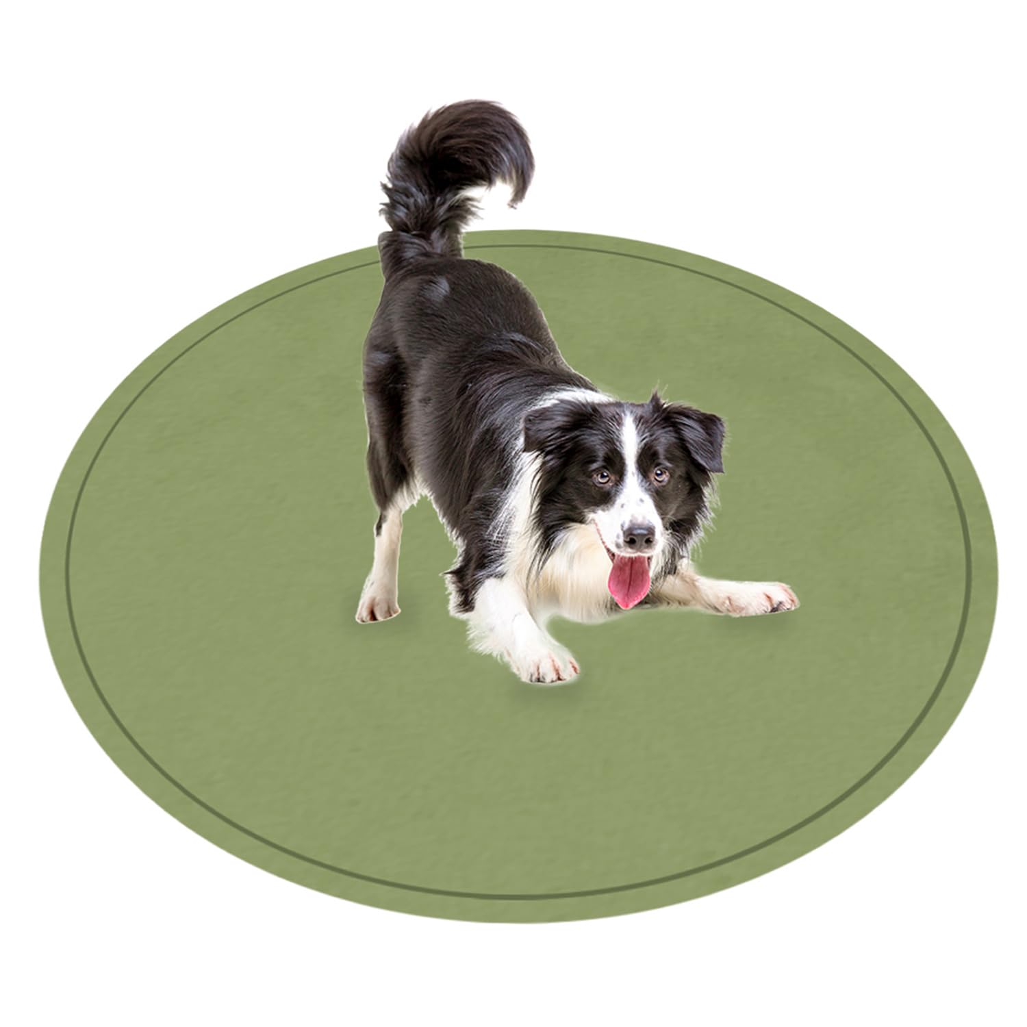 Tapis rond pour chiens doux et apaisant avec base antidérapante