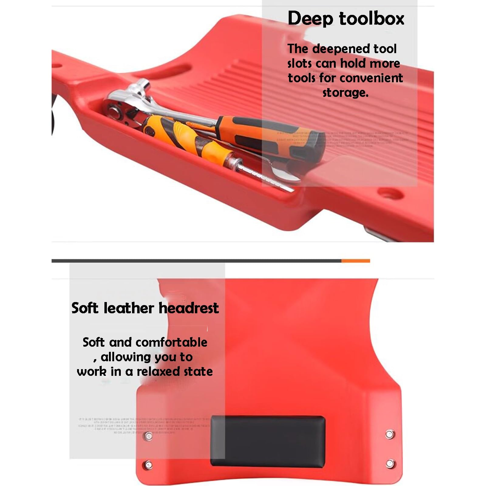 Generisch Rollbares Autoreparatur-Schlafbrett | Starke Tragfähigkeit, tragbarer Sitz for Hinlegen oder Sitzen(Red,92x43x9.5cm)