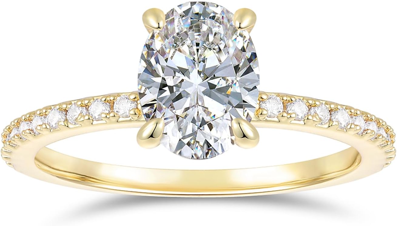 14K Hidden Halo 1ct Oval Cut Moissanite Engagement Ring 6 * 8mm 1ct D Color VVS1-VVS2 3EX Oval Cut Moissanite Ring