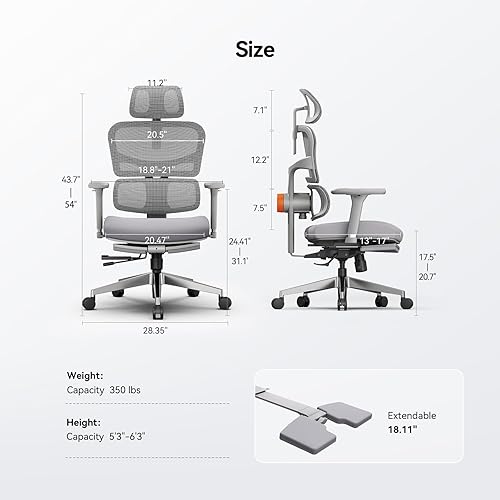 Miniatura 3 de Newtral Silla de oficina ergonómica, silla de escritorio de oficina en casa, silla de oficina grande y alta, soporte lumbar de seguimiento