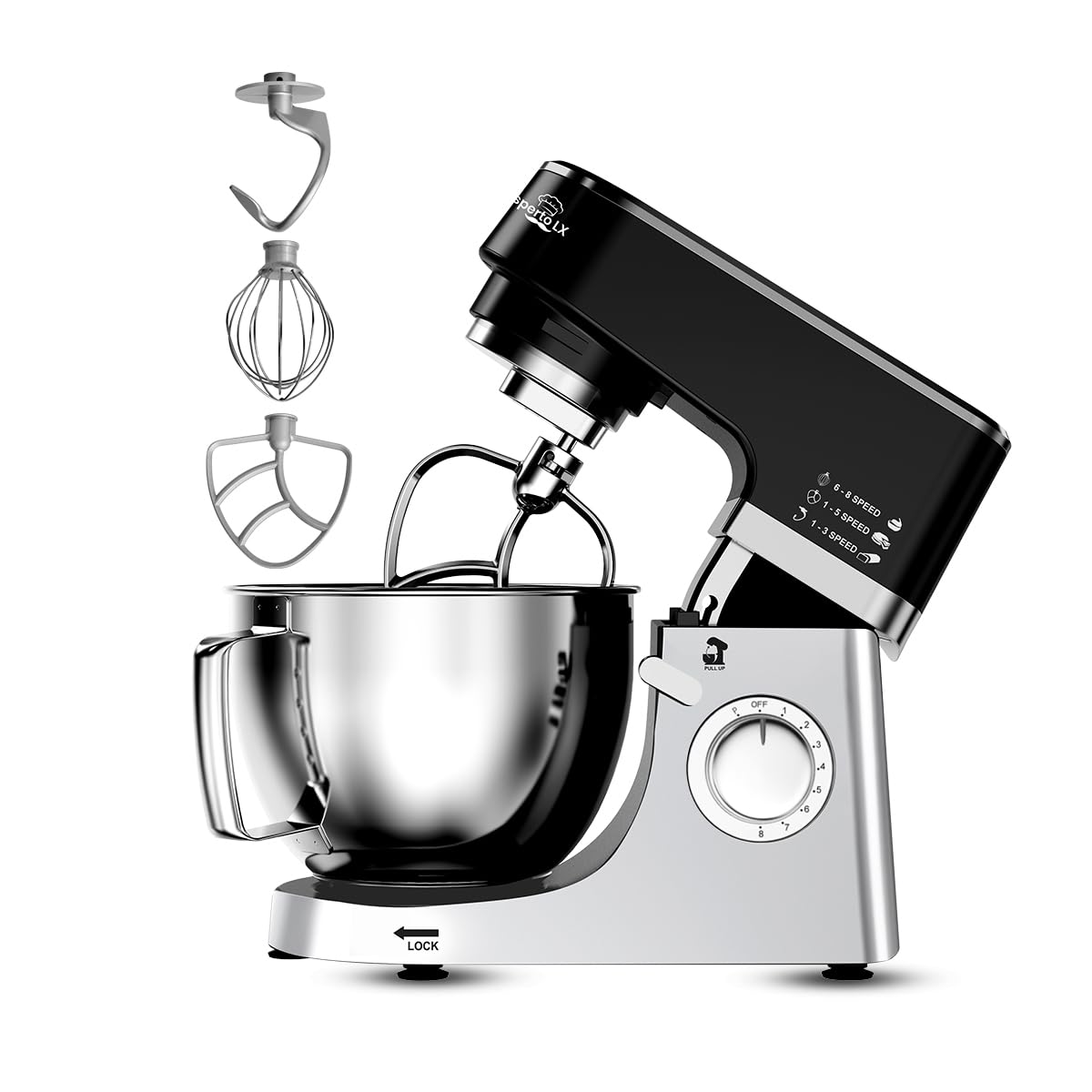 INALSA Stand Mixer 1300W With Digital Preset | Pure Copper Motor| 5.3L SS Bowl|Metal Gears for Extra Durability |Accessories Included|Dishwasher Safe | Flour Kneading (Esperto Lx)-image-7