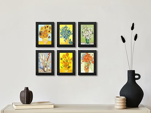 Vista 329 de Juego de 6 portarretratos de 5 x 7 con cristal real para fotos de 4 x 6 con paspartú o 5 x 7 sin paspartú, para pared o mesa, marcos de fotos