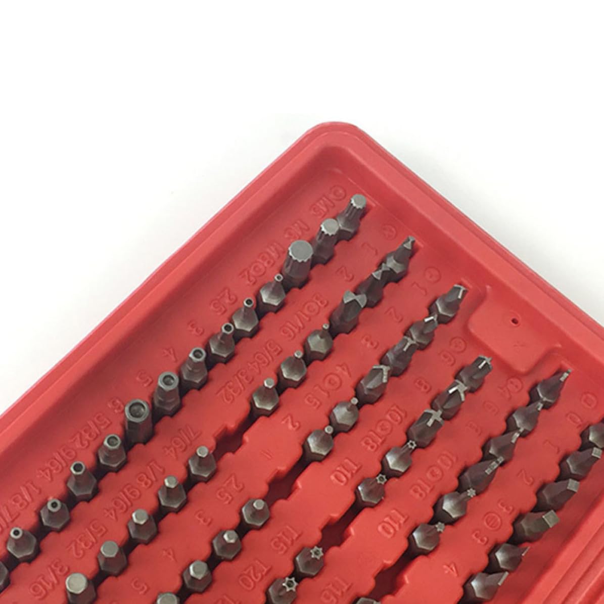 Générique Ensemble D'embouts de Tournevis 98pcs en Métal Rouge Résistance la Corrosion, Rangement Facile Boîte Moulée pour Réparation et Bricolage