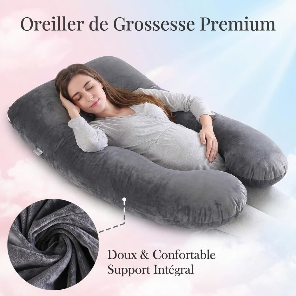 Coussin Ergonomique Chillow Original-Coussin Corps Entier pour Femme Enceinte Support Ergonomique Ventre Et Dos Idéal pour Sommeil Et Allaitement Housse Douce (Blanc,140x80cm(2kg))