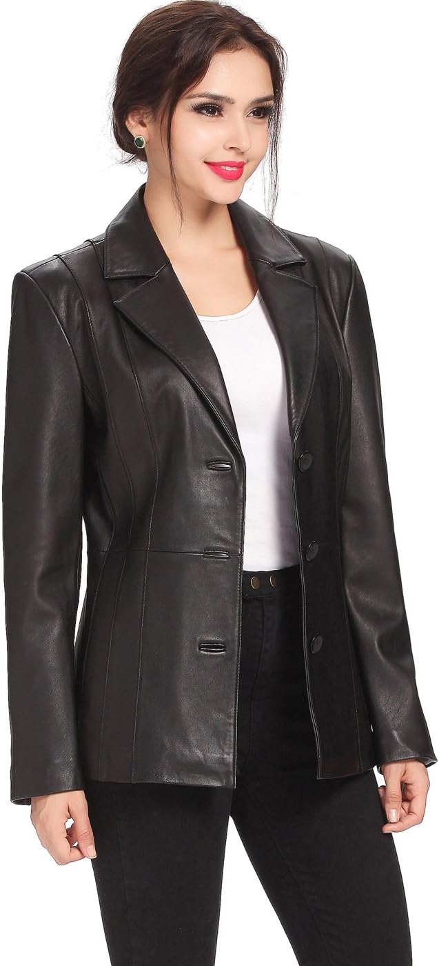 BGSD Women Crystal Lambskin Leather Blazer Jacket (Also available in Plus Size & Petite) - Image 4