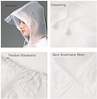 Vista 5 de Freesmily Chubasquero reutilizable transparente para mujeres y hombres, impermeable, traje de lluvia, conjunto de pantalones con capucha