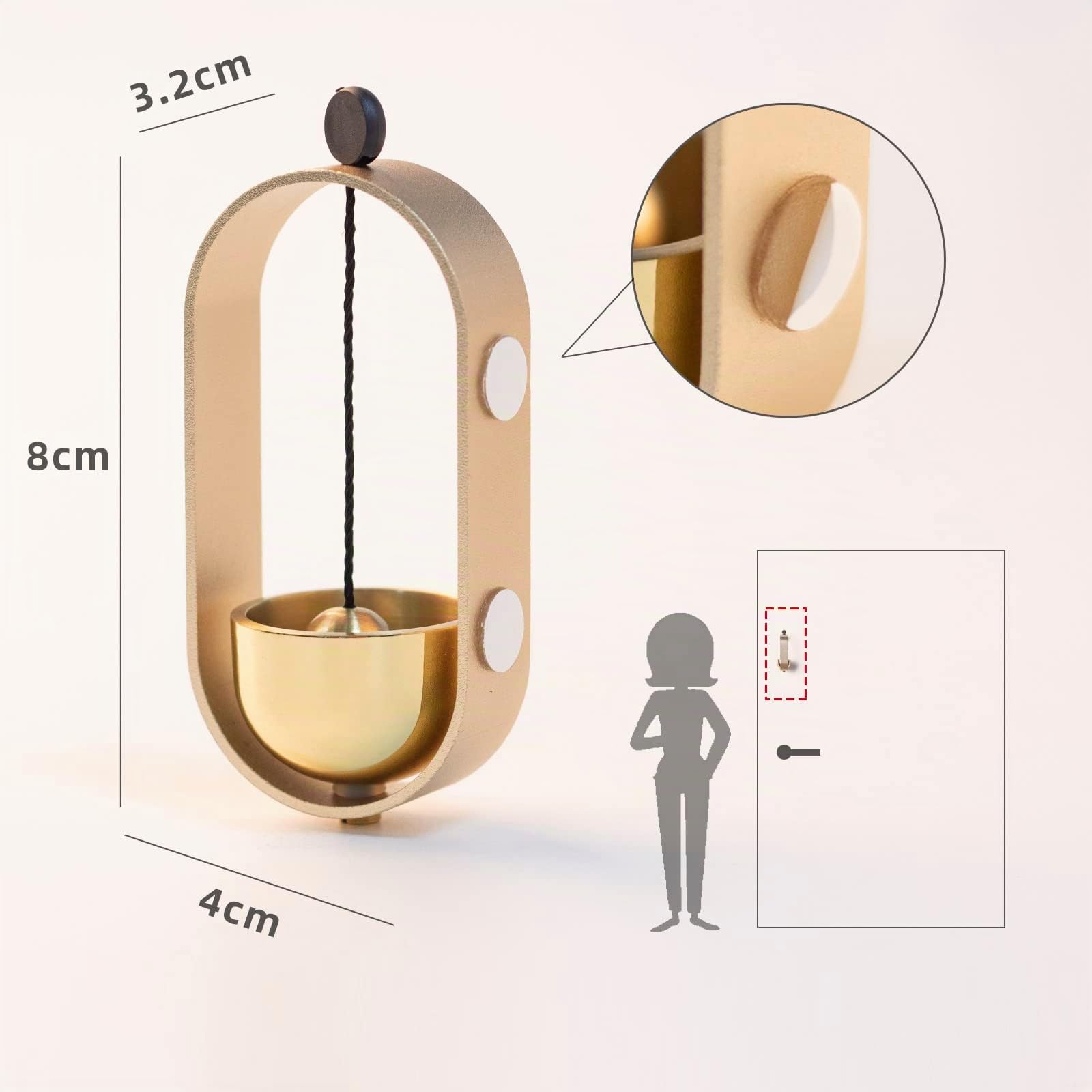 Carillon de Porte en Bois et Laiton - Sonnette de Bienvenue Décorative à la Main