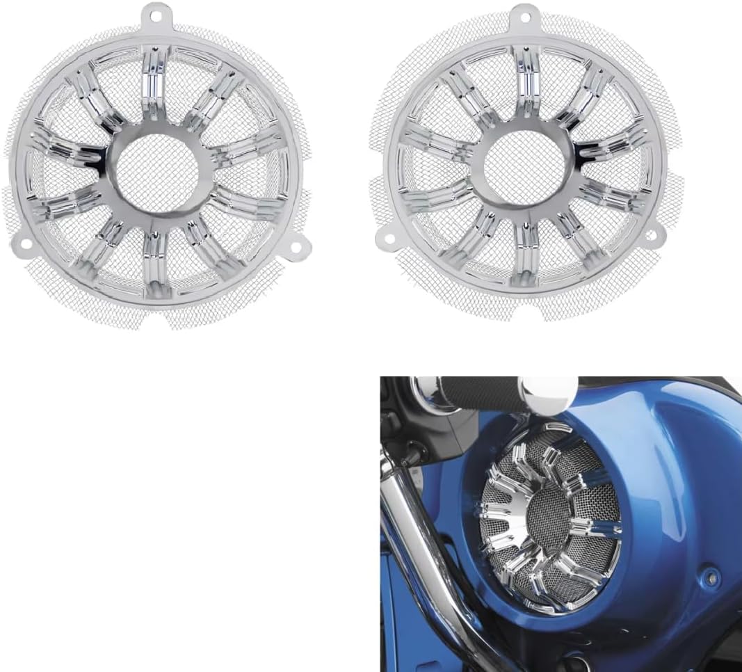 Gauge Forged Billet Speaker Grills for Harley Touring FLHT FLHX, 2014-2019, Street Electra Glide FL Trike Models (BLACK, Gauge size)