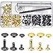 Price comparison product image Rivets Single Cap Rivet Tubular Metal Studs with Fixing Tool Kit for Leather Craft Repairs Decoration, 3 Sizes, 60 Set (Multicolor A)