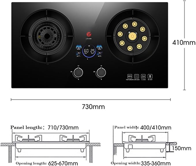 Estufa de Gas 2 Puestos 73 cm con Vidrio Templado y Encendido Automático miniatura 2