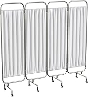 tonchean 4-Panel Medical Privacy Screen 79"x71" Waterproof Folding Divider with Lockable Wheels for Hospital Clinic Salon White
