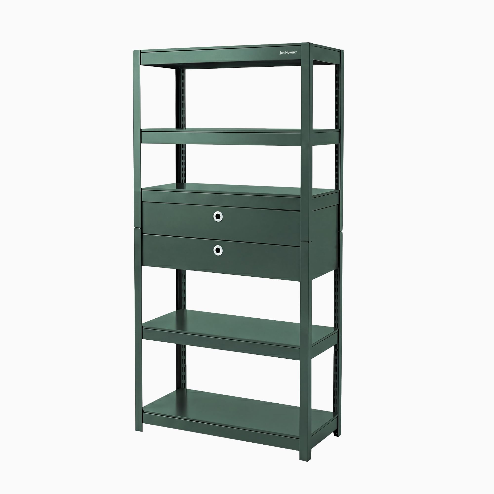 Jan Nowak Scaffale Officina Metallo con Cassetti 5 Ripiani Regolabili 80 kg per Ripiano Scaffale Garage Magazzino Portautensili Robusto Acciaio Sistema ad Incastro 180x90x40 cm