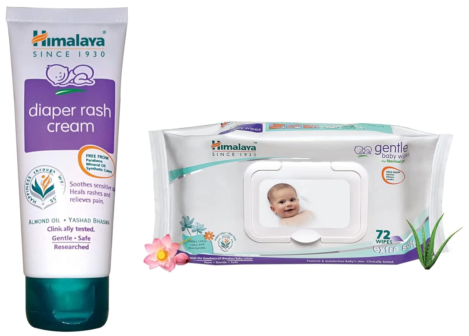 Buy Himalaya Diaper Rash Cream,100gm & Himalaya Gentle Baby Wipes, 72