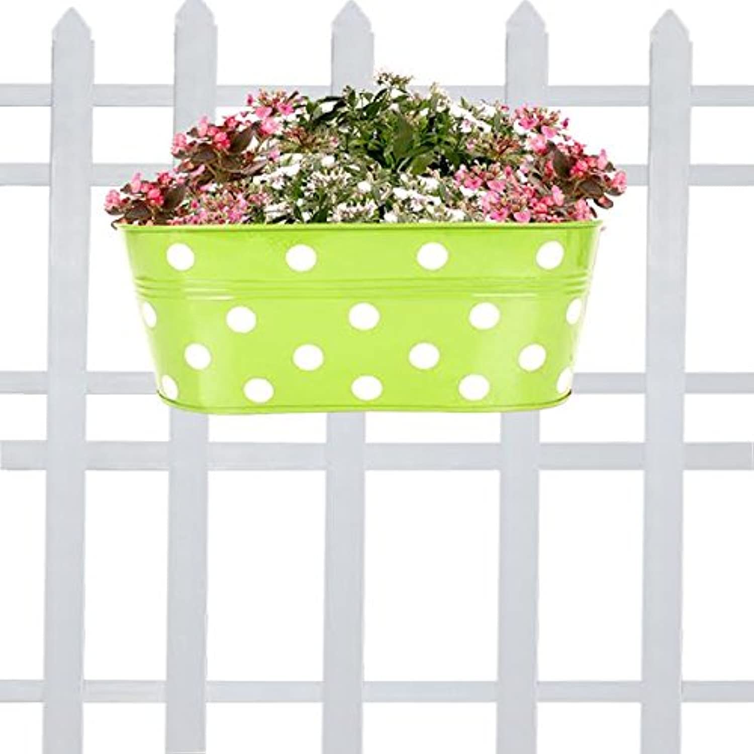 TrustBasket Dotted Oval Railing Planter for Balcony with Detachable Handle (Green, 12 inch) | Hanging Planter | Anti Rust Plant Container Gamla for Home Décor | Indoor & Outdoor (B01NCOMIPF) Amazon Price History, Amazon Price Tracker