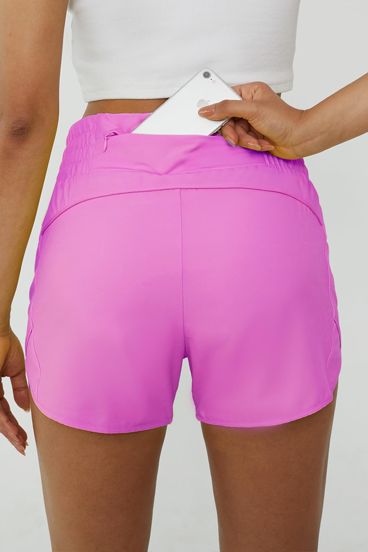 Tough Mode Damen-Laufshorts mit hoher Taille, elastische athletische Shorts mit Taschen für Fitnessstudio, Yoga