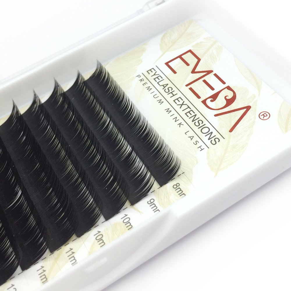 EMEDA Extensiones de pestañas falsas Extensiones de mezcla rizadas de 0.07mm J Pestañas individuales 3D Extensiones de pestañas visuales de 8-15mm para uso en salón (J-0.07-mix)