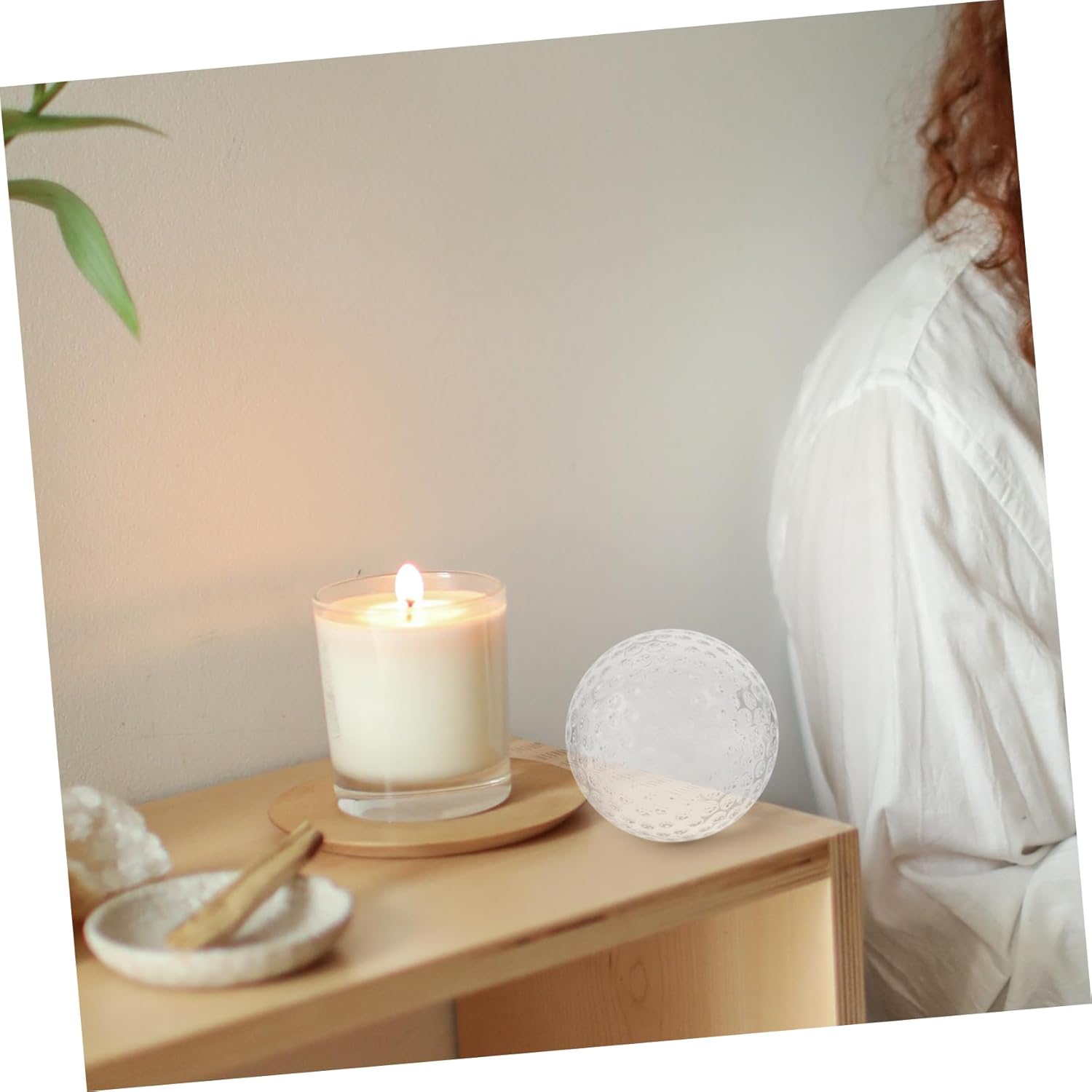 Glass Golf Ball Decor Decorative Crystal Sphere for Home Office Living Bedroom Elegant Glass Sphere Crafts Unique Present for Friends Family