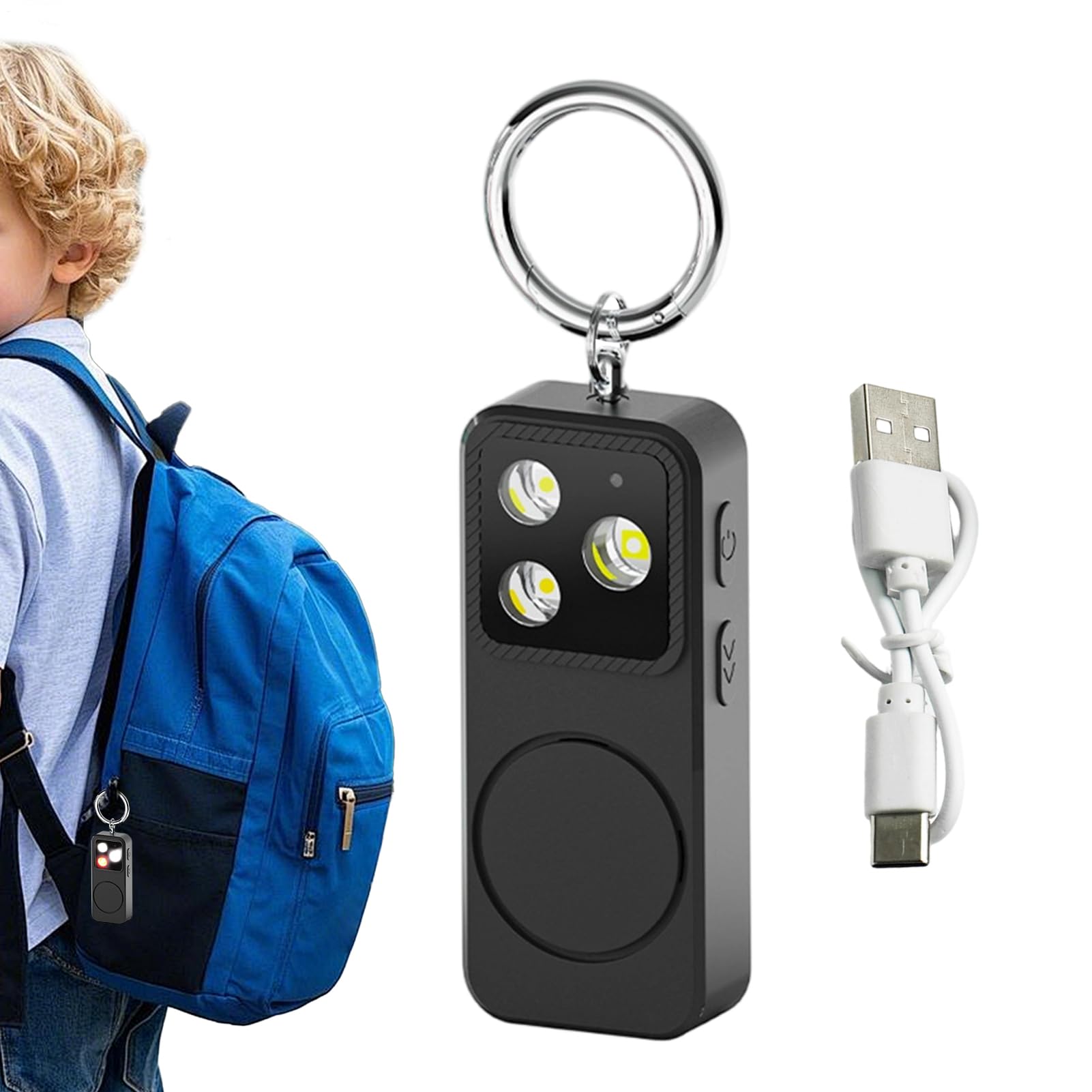 Alarma Personal – Autodefensa Recargable de 150 dB, protección de Fuerte, Alarma Personal Segura, para protección de Seguridad, Mochila, Bolsillo para cinturón, niñas, Ancianos, Viajes Diarios