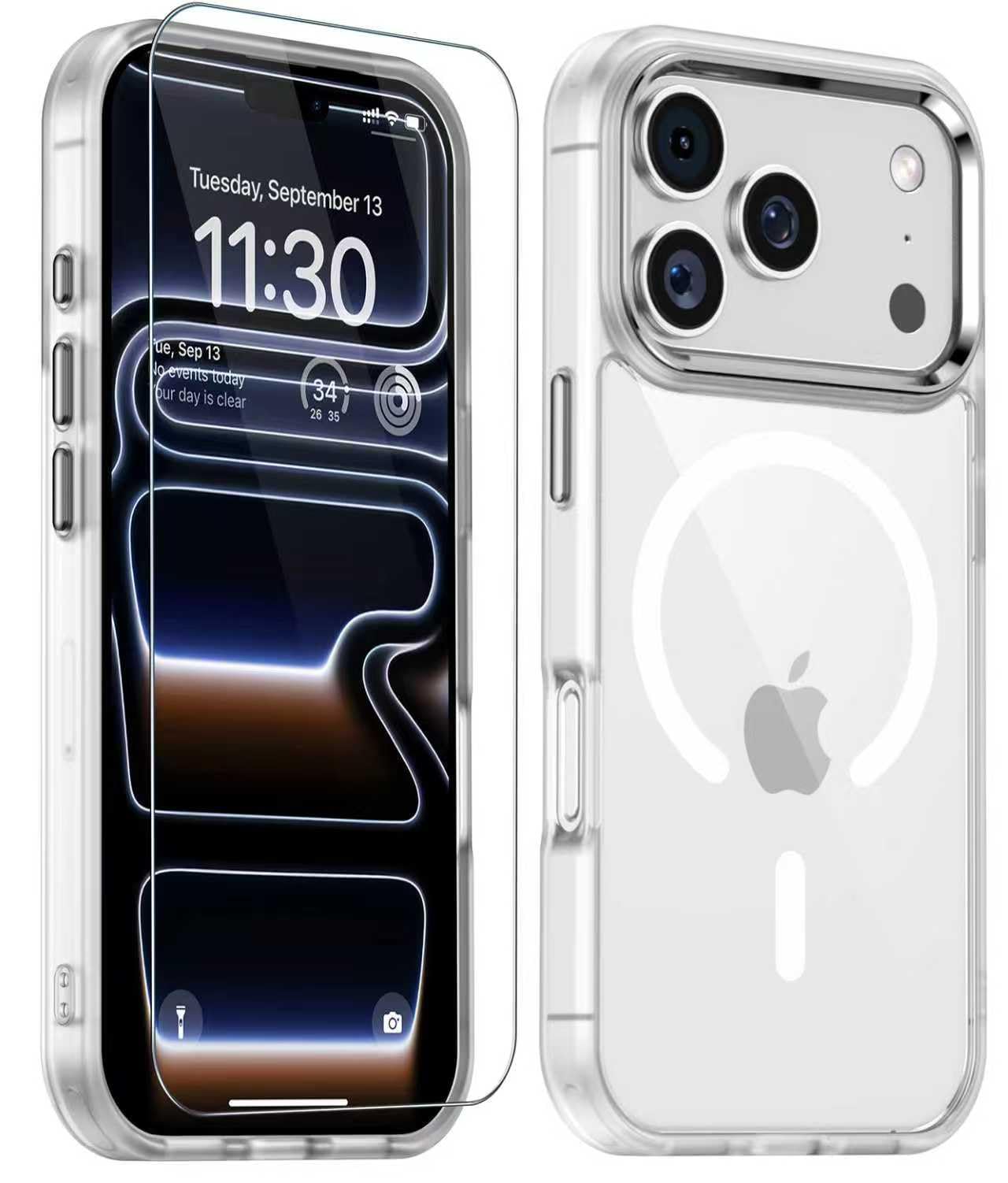 ケース2個、ガラスフィルム付き　iPhone17Pro シルバー　SIMフリー Amazon.co.jp: iPhone 17 Pro 用 ケース Magsafe対応 シルバー 米軍MIL