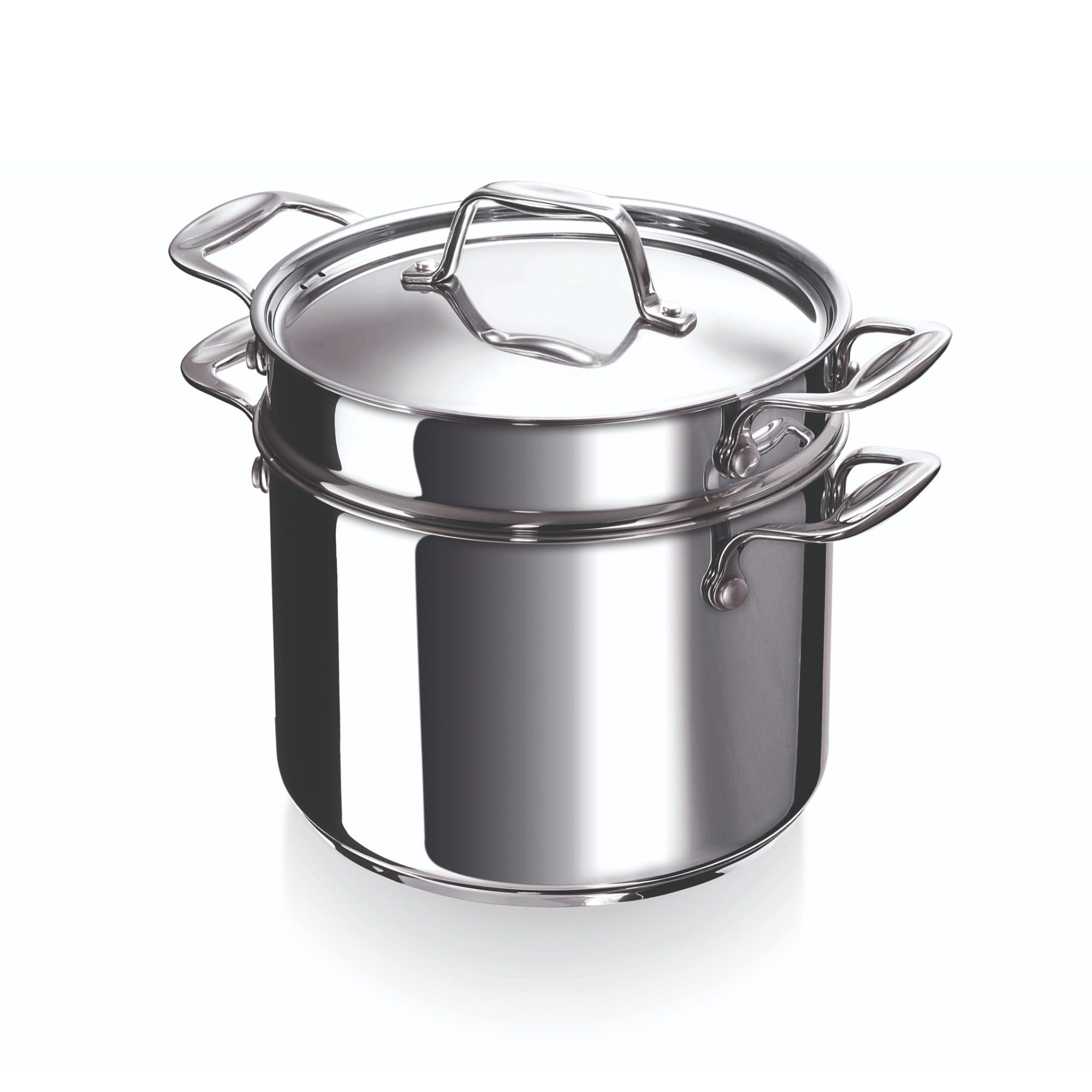 Beka Chef Marmite à Pâtes Inox 18/10 - 24 cm - 7,6 Litres - Panier Passoire Inclus - Tous Feux Compatible Induction, Argenté