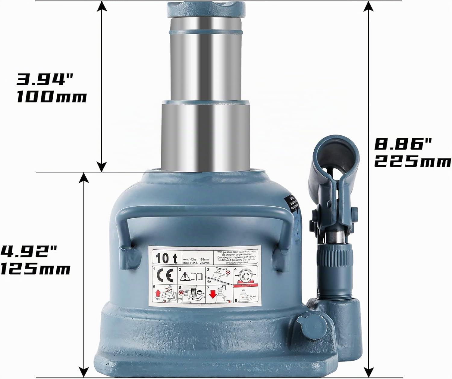BAOSHISHAN Cric double 10T 128-223 mm pour voiture, réparation automobile et levage de maison (profil bas soudé)