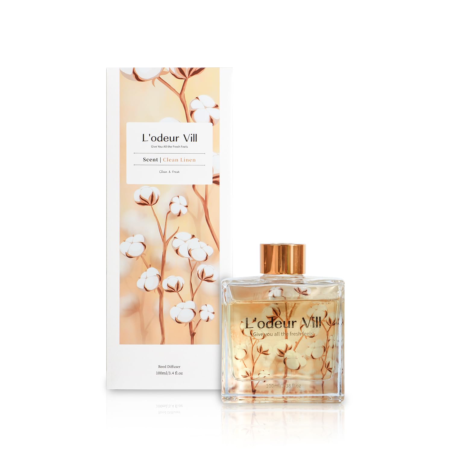L'odeur Vill Profumatore per Ambienti, Lino Profumatore per Ambienti con 6 Bastoncini di Fragranza, Diffusore di Fragranze per Bagno, Appartamento, Decorazione Della Casa, 100ml