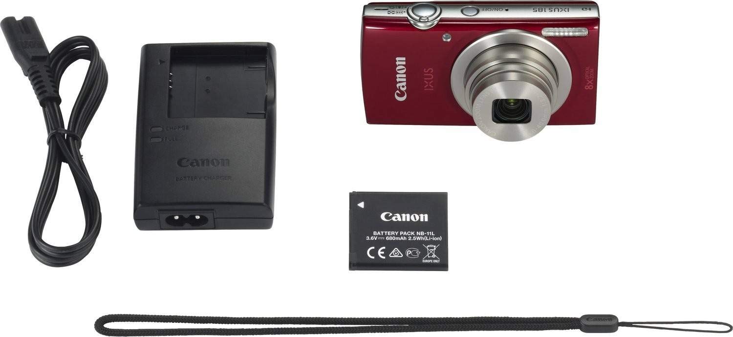 Fotocamera Digitale Canon IXUS 185, 20 MP, Zoom Ottico 8x, Colore Rosso (Versione EU) - Ideale Per Viaggi E Ritratti
