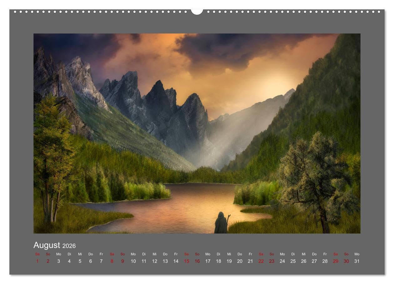 Weg des Zauberers (Wandkalender 2026 DIN A2 quer), CALVENDO Monatskalender: Ein Fantasy-Bilderbuch (CALVENDO Kunst)
