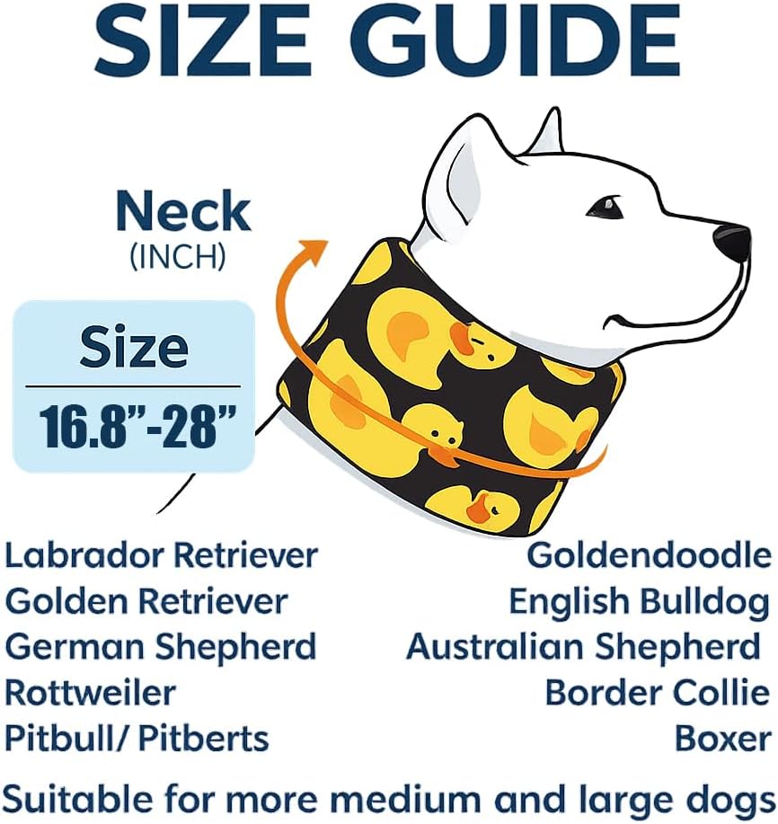 lovinpet dog recovery collar, adjustable soft cone for medium & large dogs, post-surgery comfort & lick prevention, yellow duck print,black