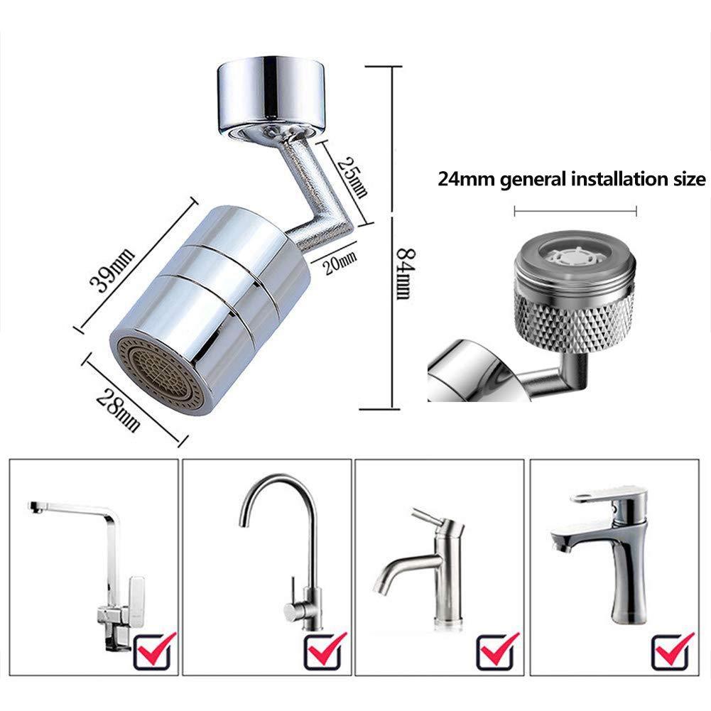 Rubinetto A Prova Di Schizzi, Aeratore Per Rubinetto Rotante A 720 Gradi, Rubinetto Anti-schizzi Con Filtro Rotante Per Rubinetti Da Bagno E Cucina. (3 pezzi,Argento)