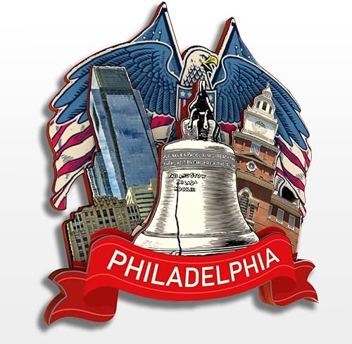 Imán para nevera de Filadelfia, Pennsylvania, Estados Unidos, América, colección de madera, madera 3D, hecho a mano, recuerdos de la ciudad, imán