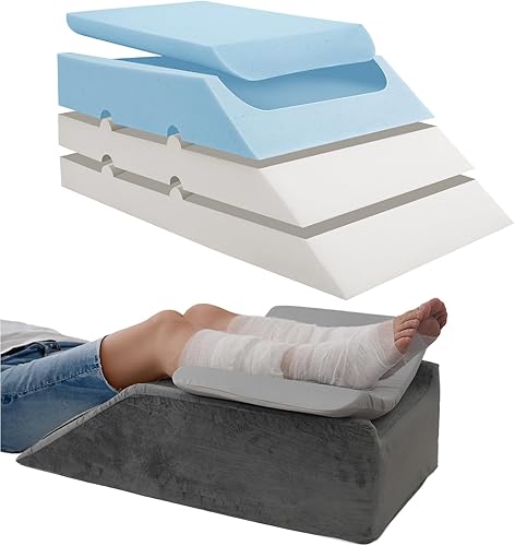 LOFE Leg Elevation Pillows for After Surgery - Adjustable Knee Replacement Pillow 6 Heights, Cooling Leg Wedges for Elevation for Swelling, Double Leg Pillow for Knee Surgery Recovery