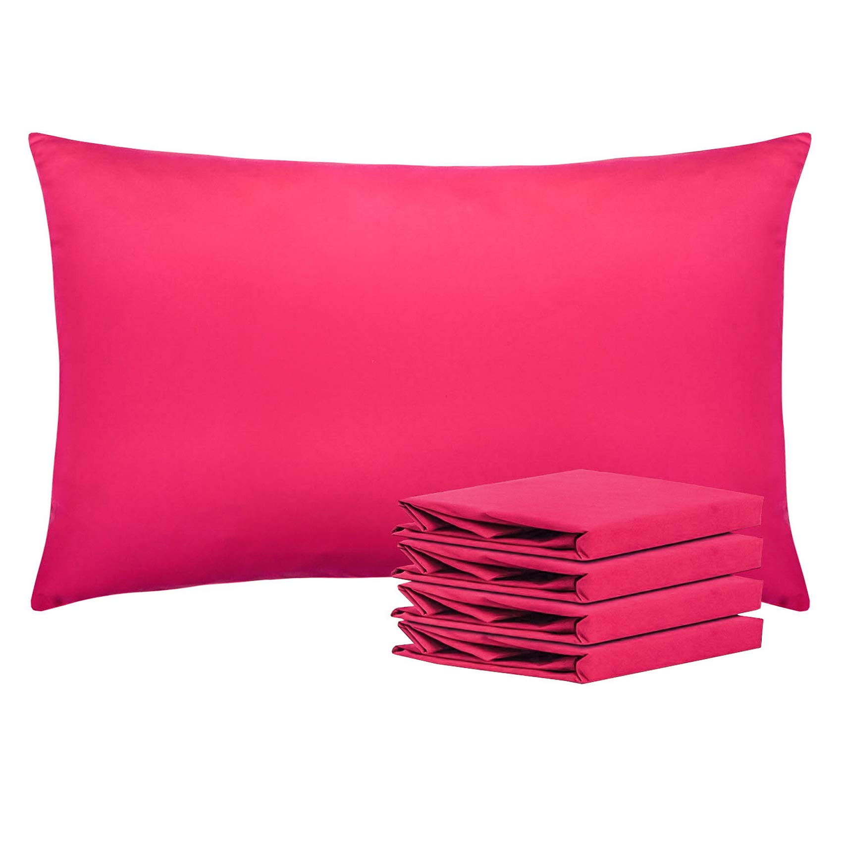 NTBAY Queen Microfiber Pillowcases, 4 Pack, 20 x 30, Magenta | Soft Brushed Microfiber with Envelope Closure, Set of 4 Queen 20 x 30 Inch Pillowcases, Pillow Inserts Not Included