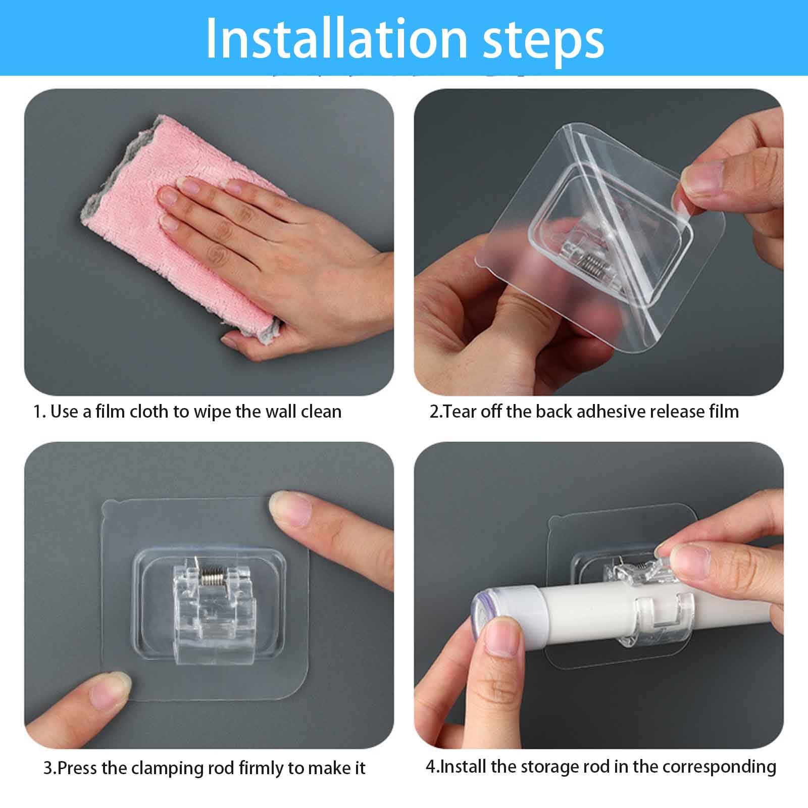 20 Ganci Adesivi Per Tende Trasparenti - Senza Bucare Pareti | Per Casa, Bagno E Hotel - Foto 6